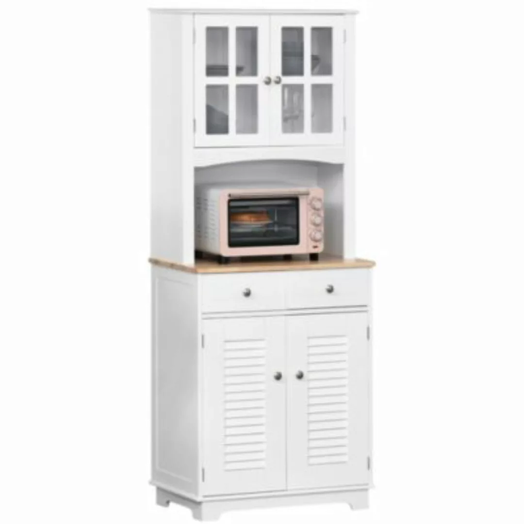 HOMCOM Küchenschrank mit Türen braun/weiß günstig online kaufen