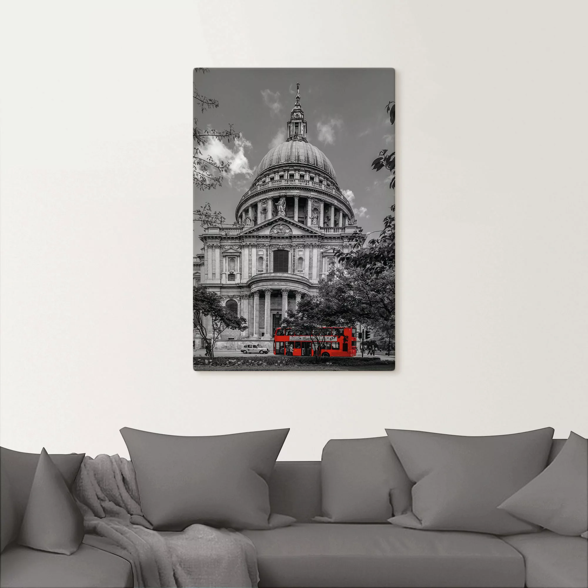 Artland Leinwandbild "London St. Paul’s Cathedral & Roter Bus", London, (1 günstig online kaufen