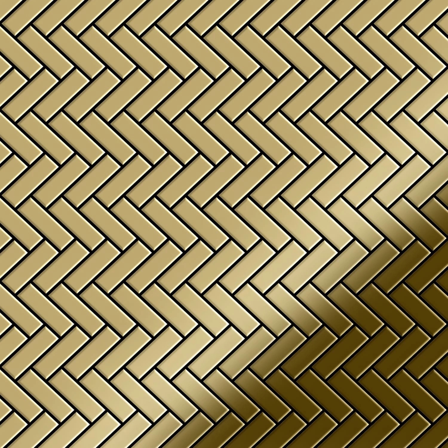 ALLOY Mosaik Fliese Massiv Metall Titan Hochglanz Gold 1,6mm Herringbone-ti günstig online kaufen