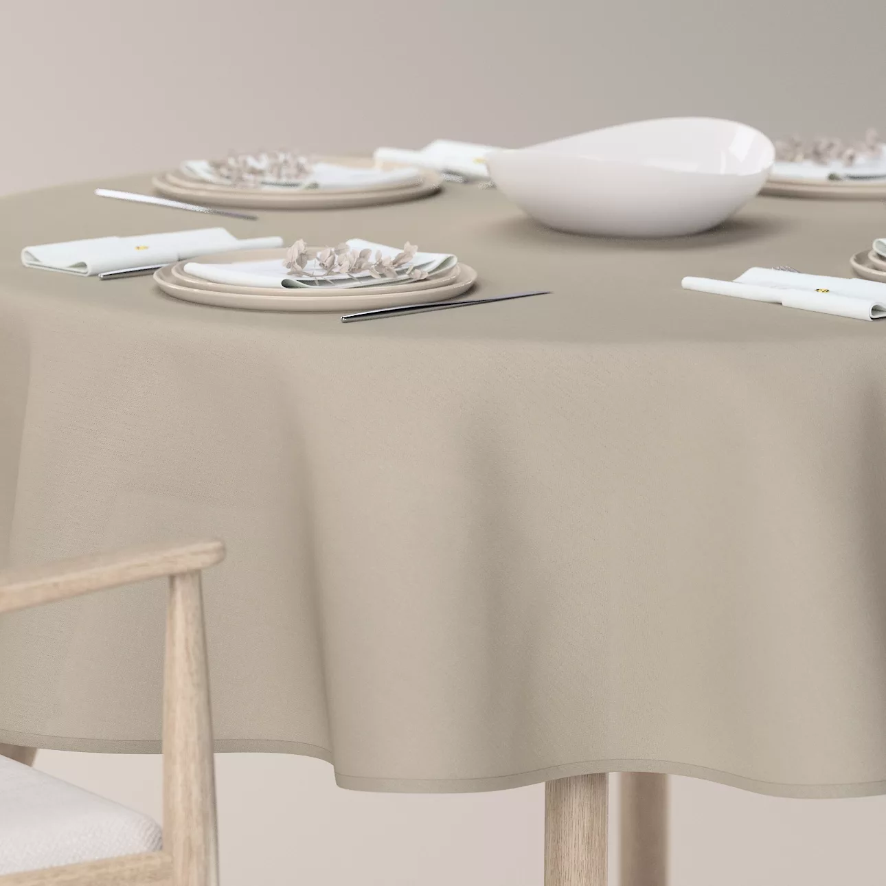 Runde Tischdecke, grau-beige, Leinen (159-15) günstig online kaufen