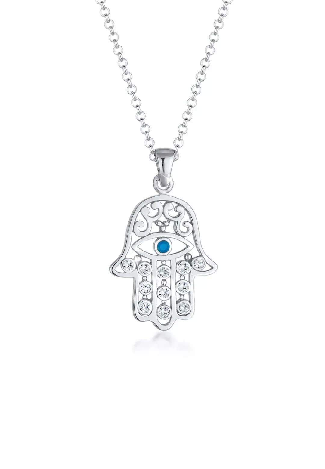 Elli Kette mit Anhänger "Hamsa Evil Eye Kristalle Schutzsymbol 925 Silber" günstig online kaufen