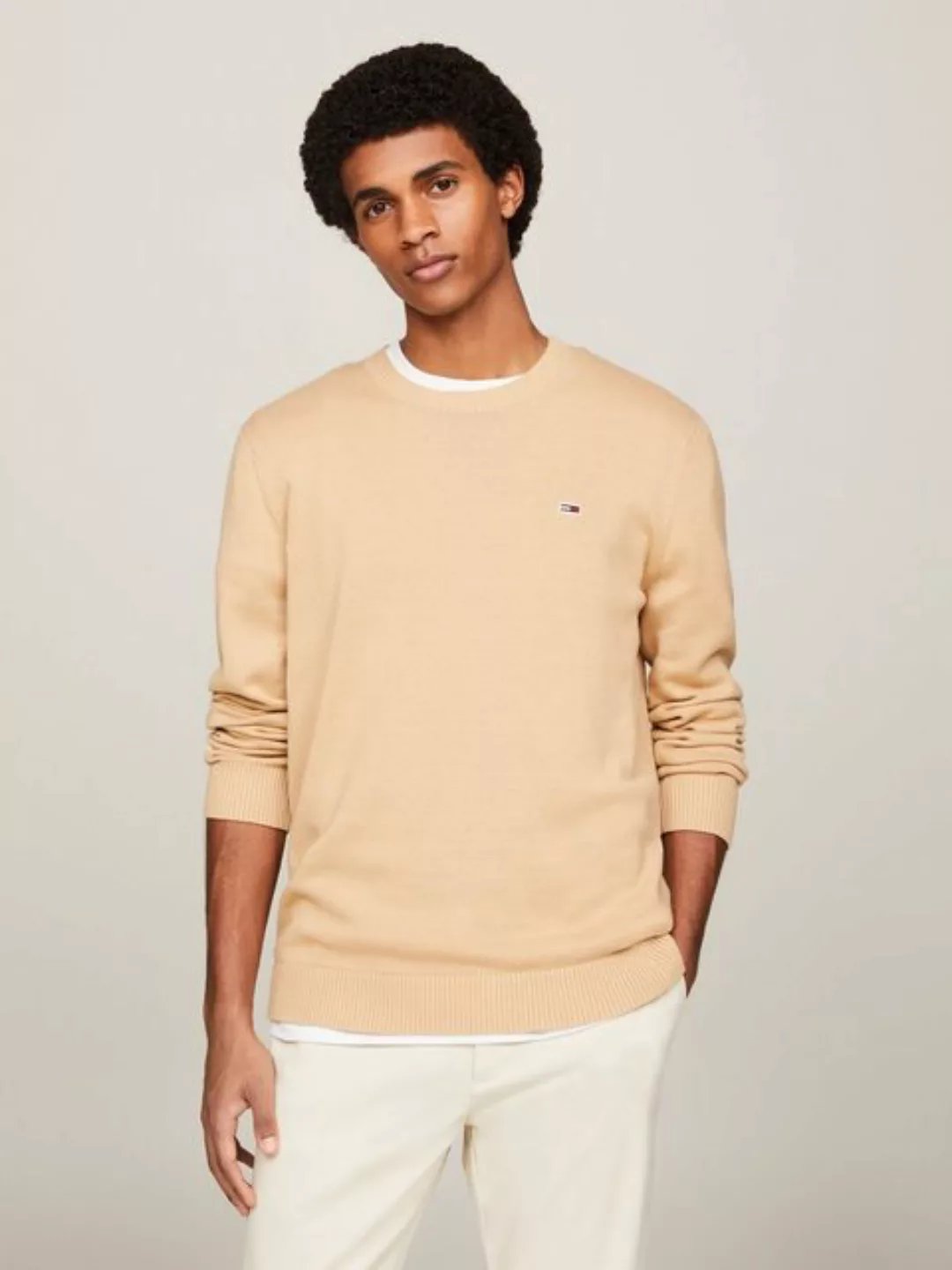 Tommy Jeans Rundhalspullover TJM SLIM ESSENTIAL LIGHT SWEATER mit Flag-Patc günstig online kaufen