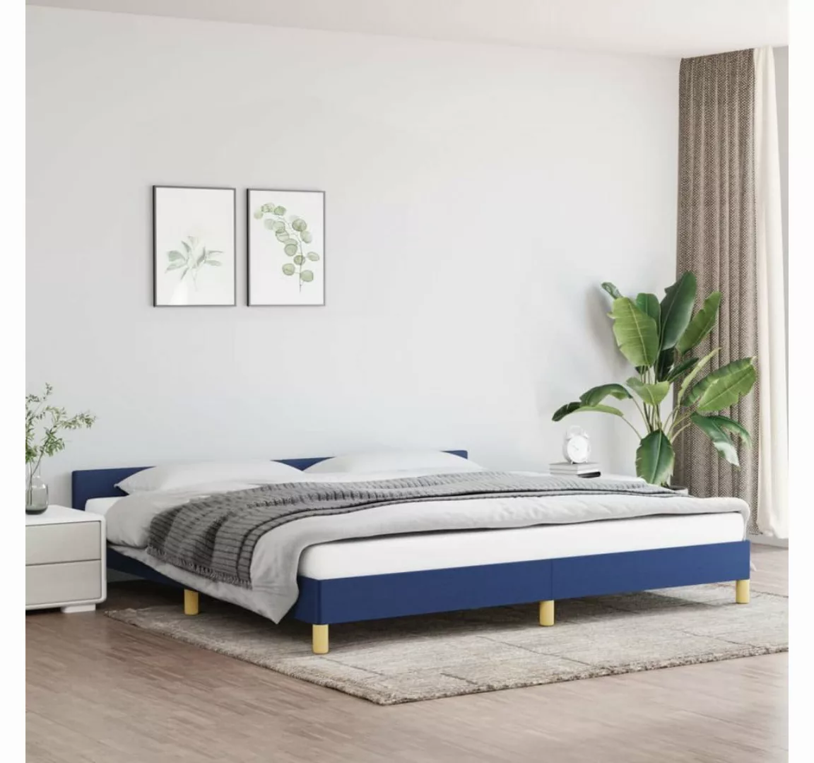 furnicato Bett Bettgestell mit Kopfteil Blau 200x200 cm Stoff günstig online kaufen