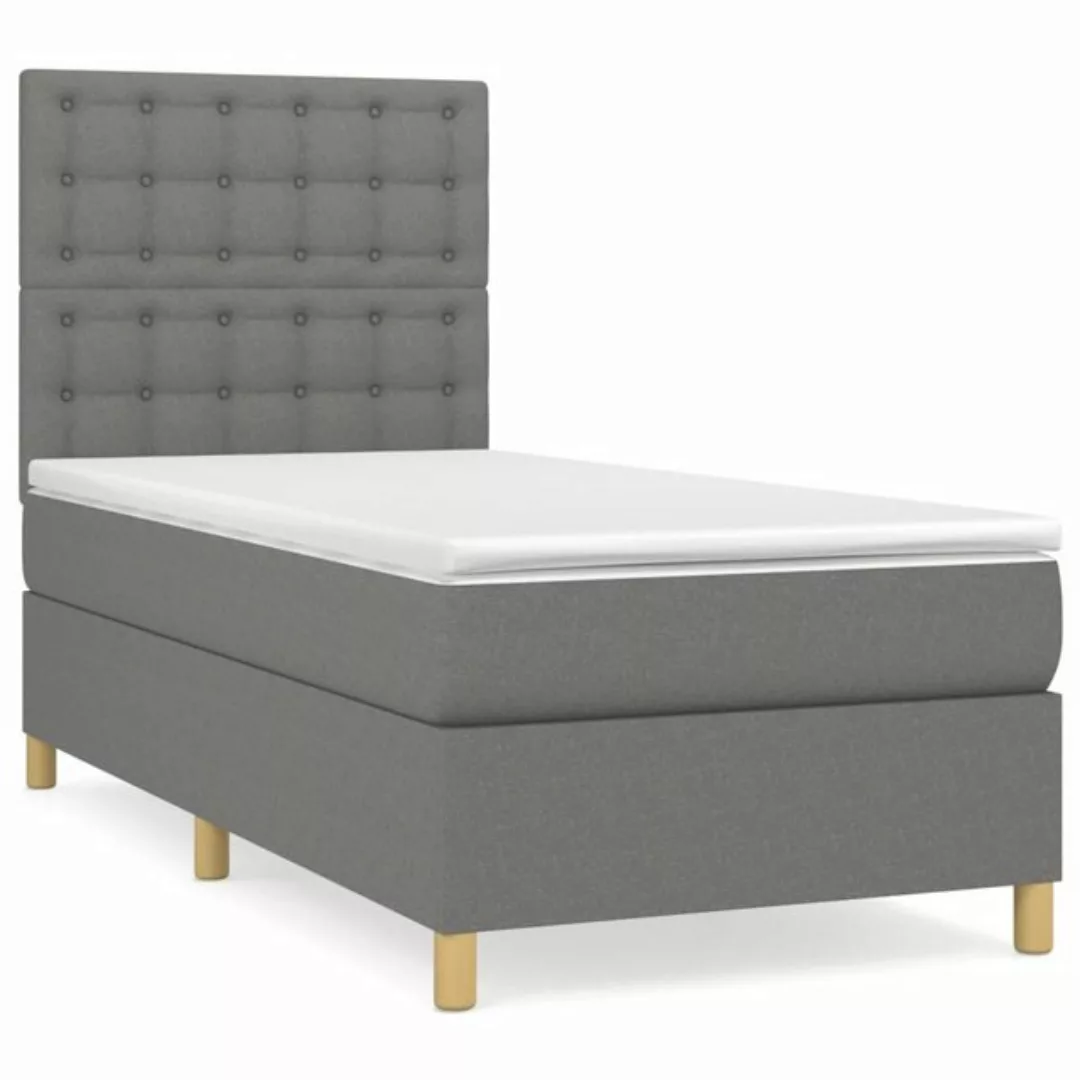 vidaXL Bettgestell Boxspringbett mit Matratze Dunkelgrau 100x200 cm Stoff B günstig online kaufen