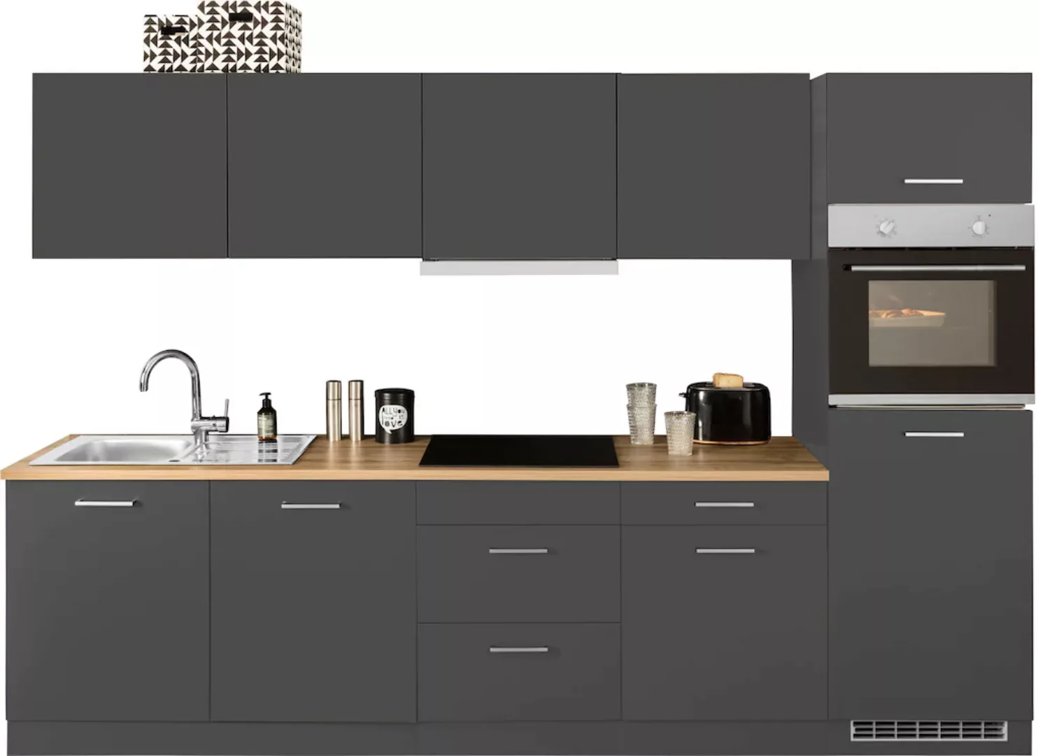 HELD MÖBEL Küchenzeile "Kehl", mit E-Geräten, Breite 300 cm, inkl. Kühlschr günstig online kaufen