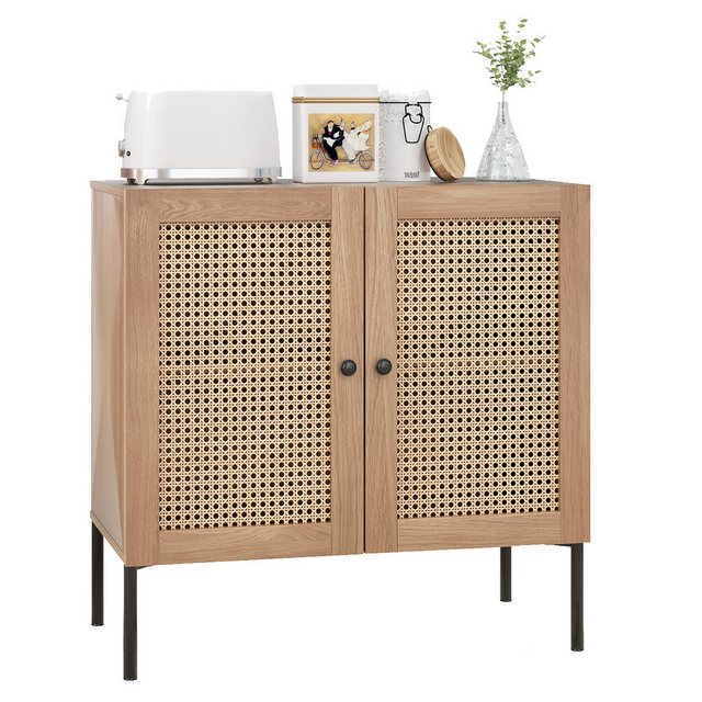 COSTWAY Küchenbuffet Sideboard mit 2 Rattantüren, Schrank mkit verstellbare günstig online kaufen