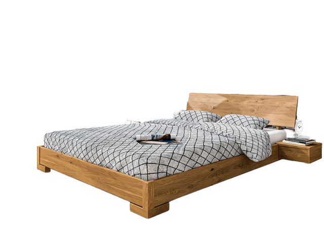 Natur24 Einzelbett Bett Bento 3 Wildeiche massiv 160x200 mit Holzkopfteil u günstig online kaufen