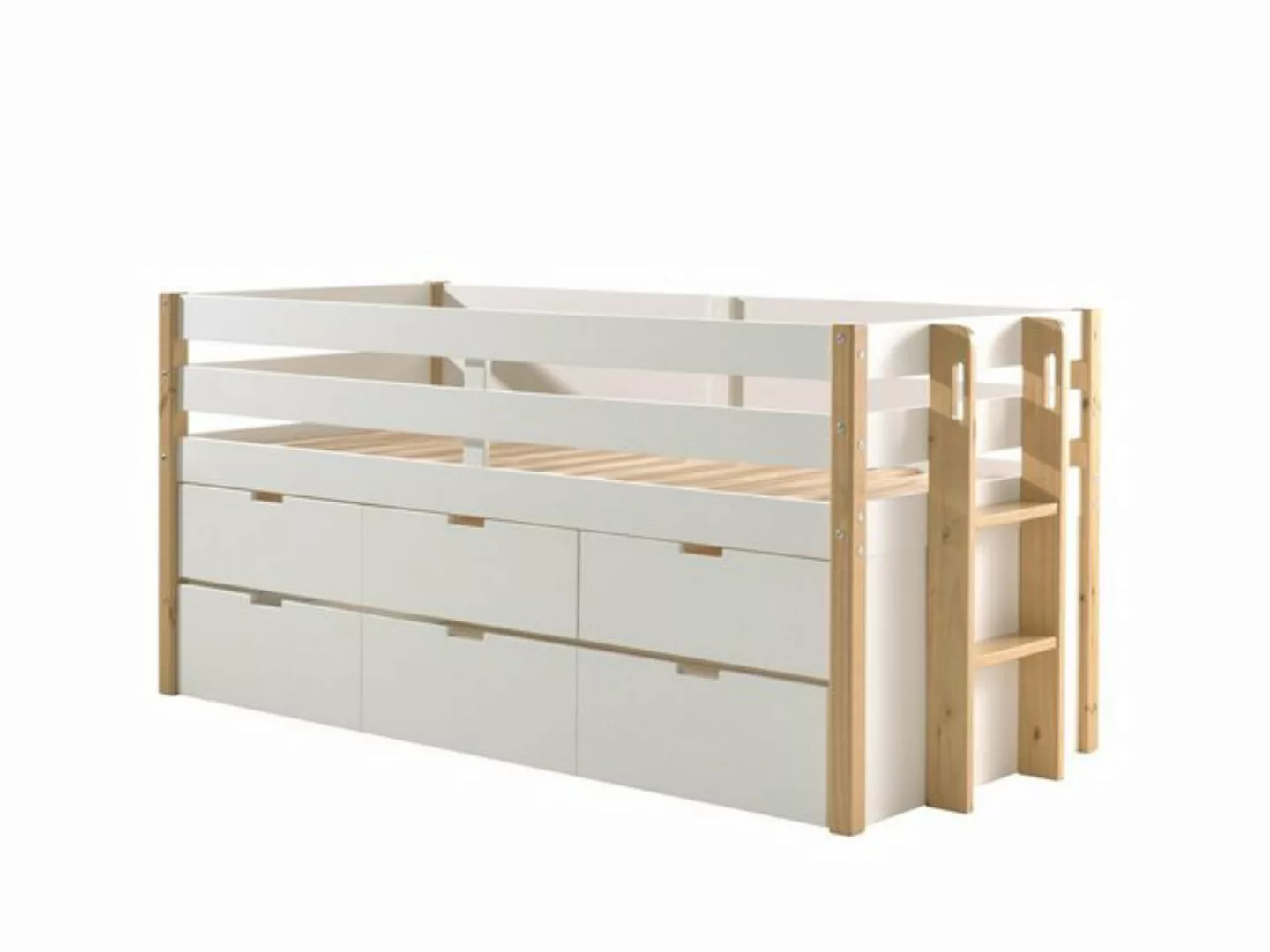 Natur24 Einzelbett Halbhohes Margrit Bett 219,4 x 100 x 97,8 cm Kiefer MDF günstig online kaufen