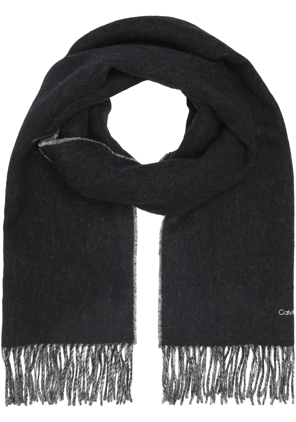 Calvin Klein Schal "FRINGES TWO TONES SCARF 40X200", mit gesticktem Logosch günstig online kaufen