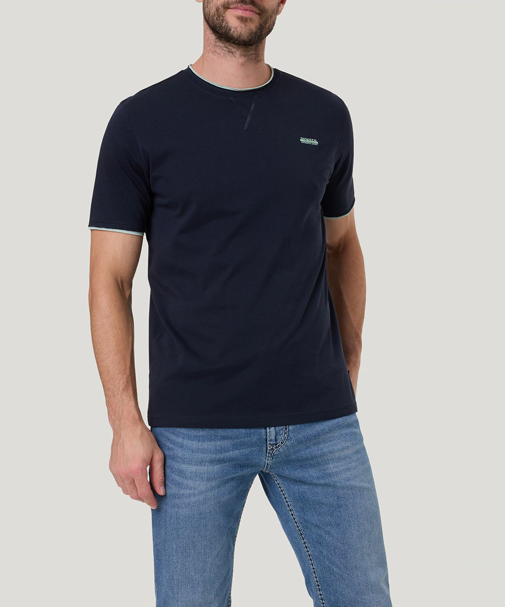 Pioneer Authentic Jeans T-Shirt, mit kontrastfarbenen Details günstig online kaufen