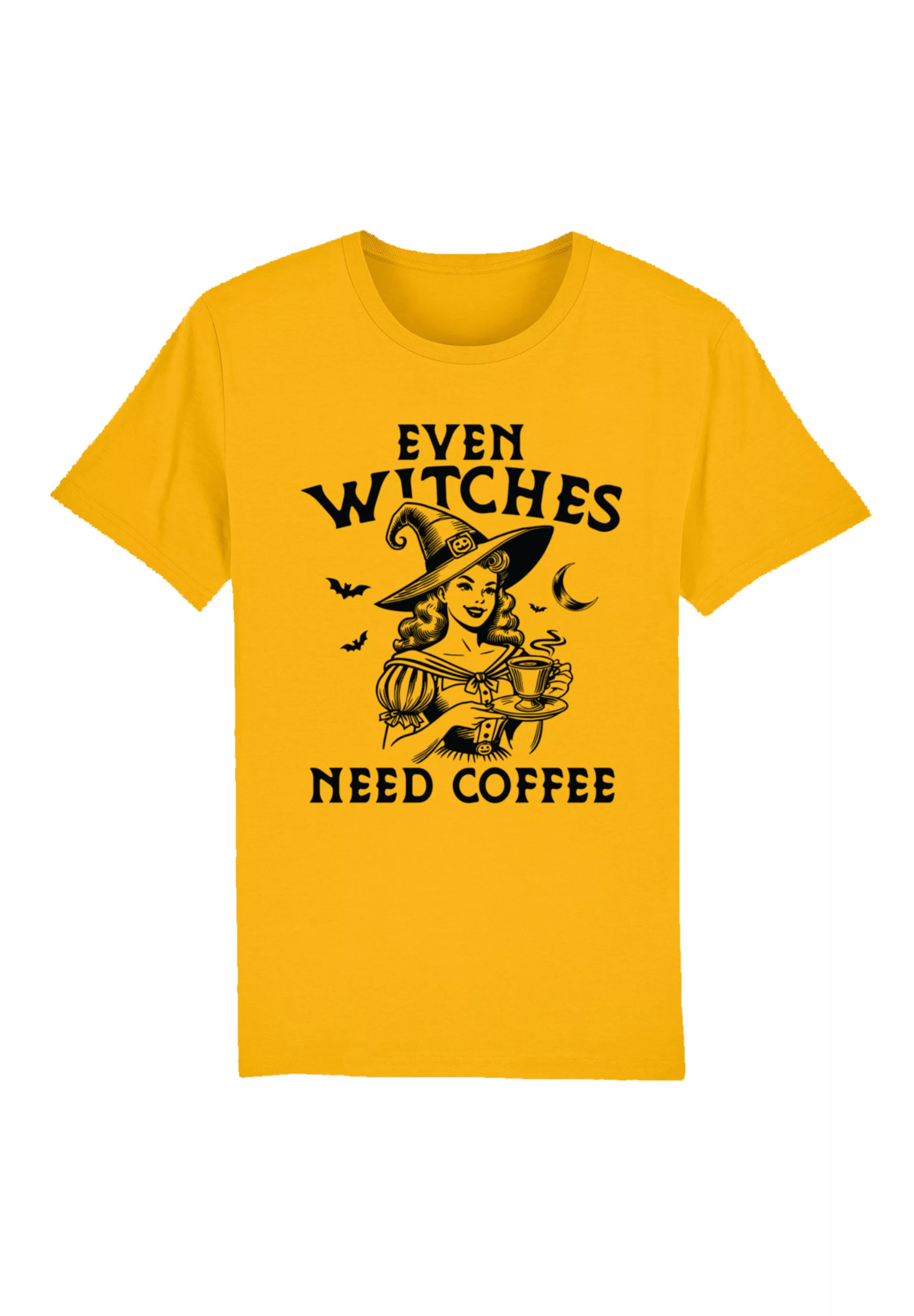 F4NT4STIC T-Shirt "Halloween Witch even witches need coffee", Premium Quali günstig online kaufen