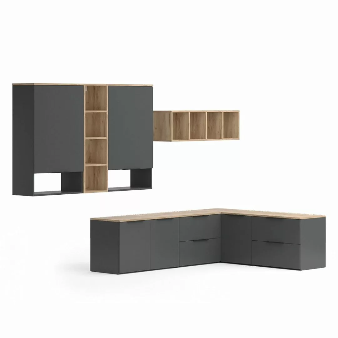 Vicco Wohnwand Wido, Anthrazit/Sonoma, 9 Teile günstig online kaufen