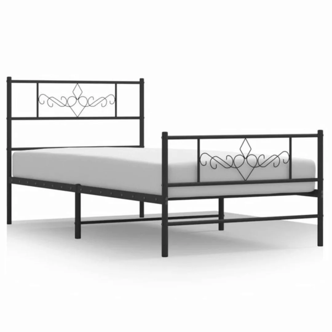 furnicato Bett Bettgestell mit Kopf- und Fußteil Metall Schwarz 80x200 cm günstig online kaufen
