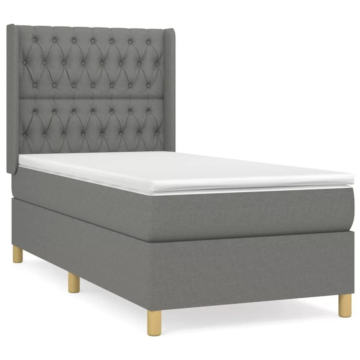 vidaXL Boxspringbett Boxspringbett mit Matratze Dunkelgrau 100x200 cm Stoff günstig online kaufen