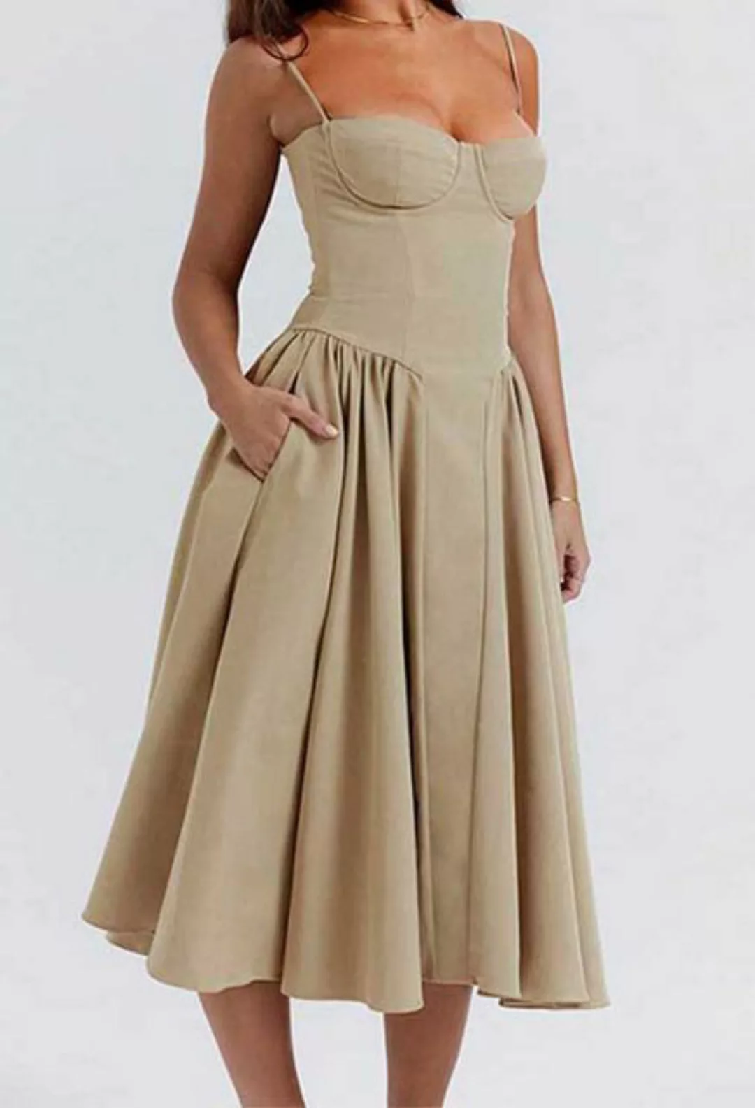 SEGUEN Sommerkleid Französisch Vintage-Stil Dopamin tragen Halfter Kleid Fr günstig online kaufen