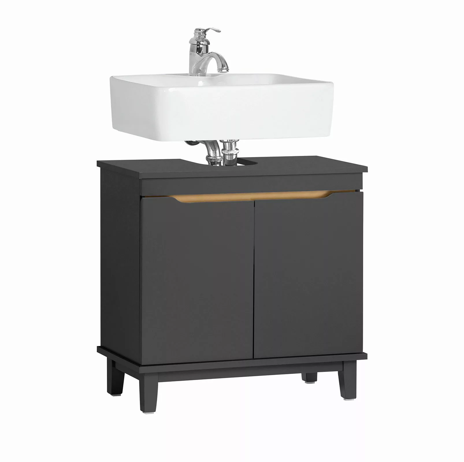 SoBuy Waschbeckenunterschrank Waschtischunterschrank Waschtisch Grau BZR113 günstig online kaufen