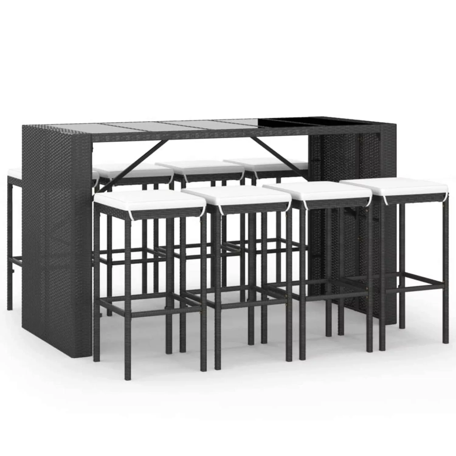 Vidaxl 9-tlg. Gartenbar-set Mit Kissen Schwarz Poly Rattan günstig online kaufen