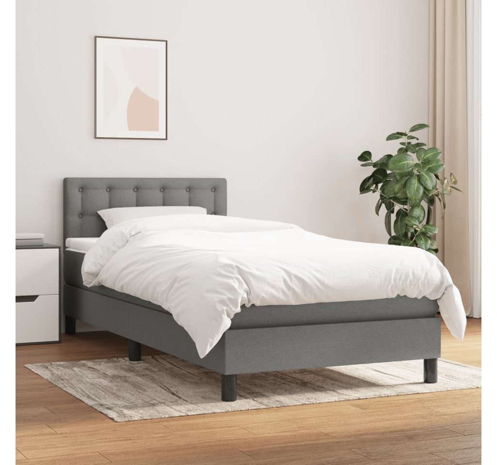 vidaXL Boxspringbett Boxspringbett mit Matratze Dunkelgrau 80x200 cm Stoff günstig online kaufen