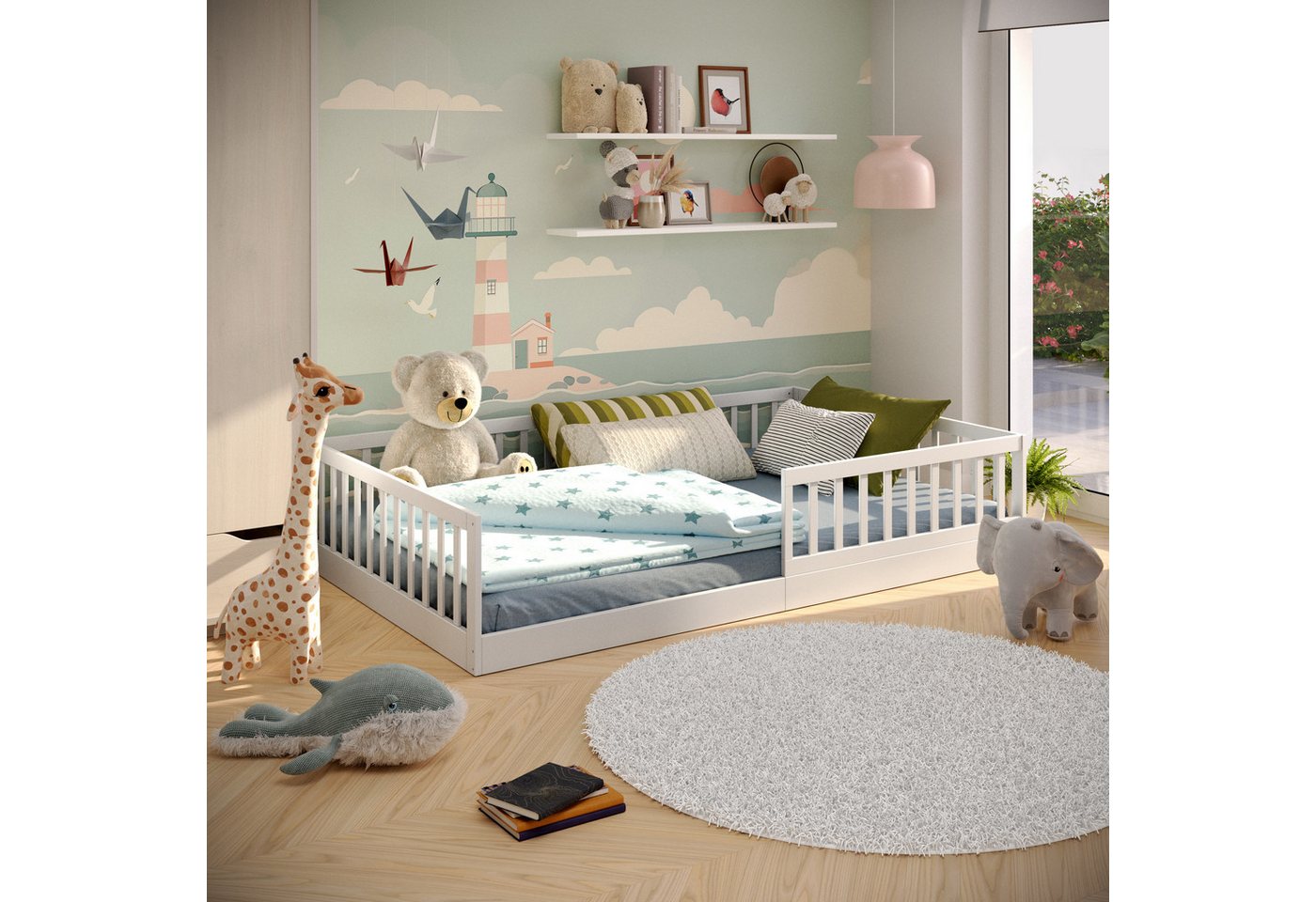 CADANI Kinderbett CADANI Timi Kinderbett 120x200 cm weiß (abnehmbarer Rausf günstig online kaufen