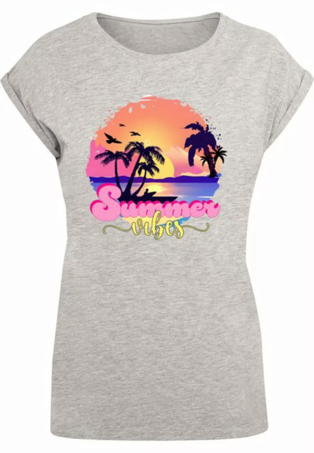 Merchcode T-Shirt Merchcode Damen Ladies Summer Vibes Sunset Extended Shoul günstig online kaufen