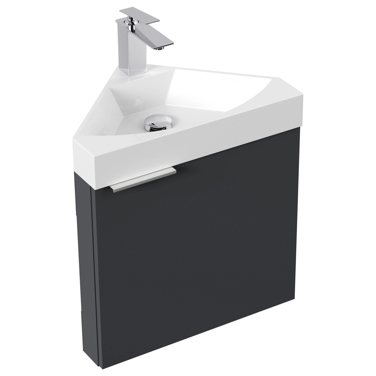 Posseik Eckbadmöbel Delta Slimline für Gäste-WC SoftClose Grafit günstig online kaufen