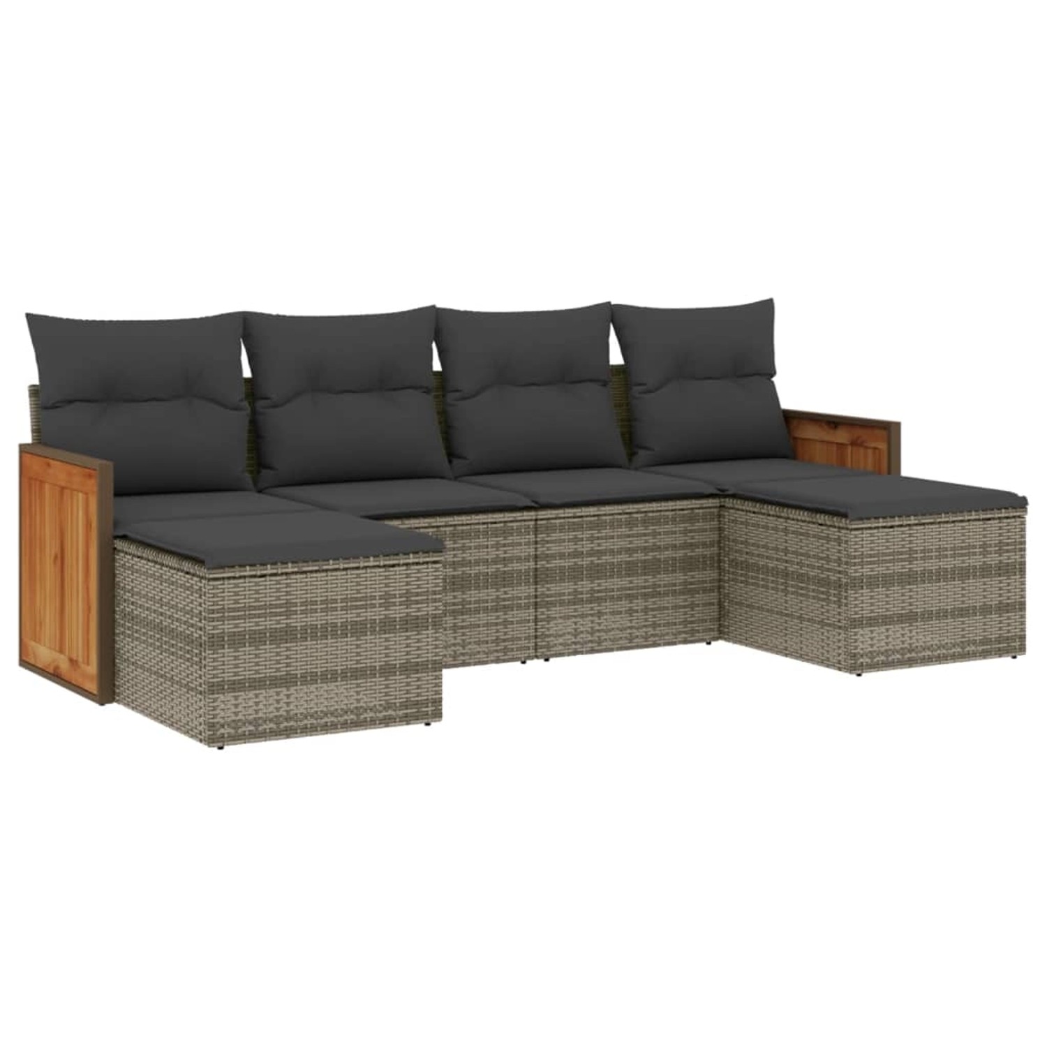 vidaXL 6-tlg Garten-Sofagarnitur mit Kissen Grau Poly Rattan Modell 141 günstig online kaufen