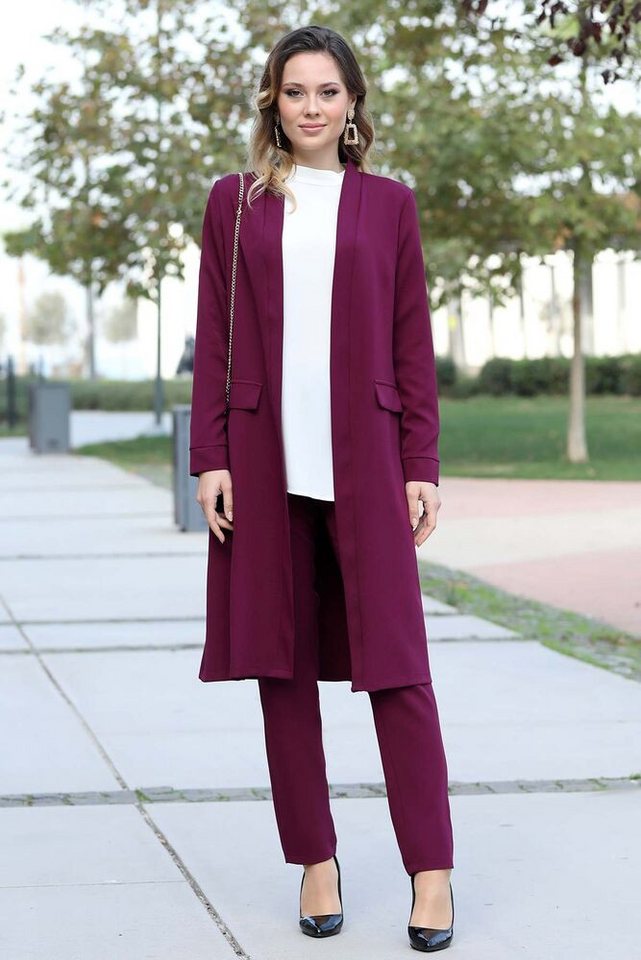 Modavitrini Hosenanzug Zweiteiler Damen Anzug Langarm Longblazer mit Hose M günstig online kaufen