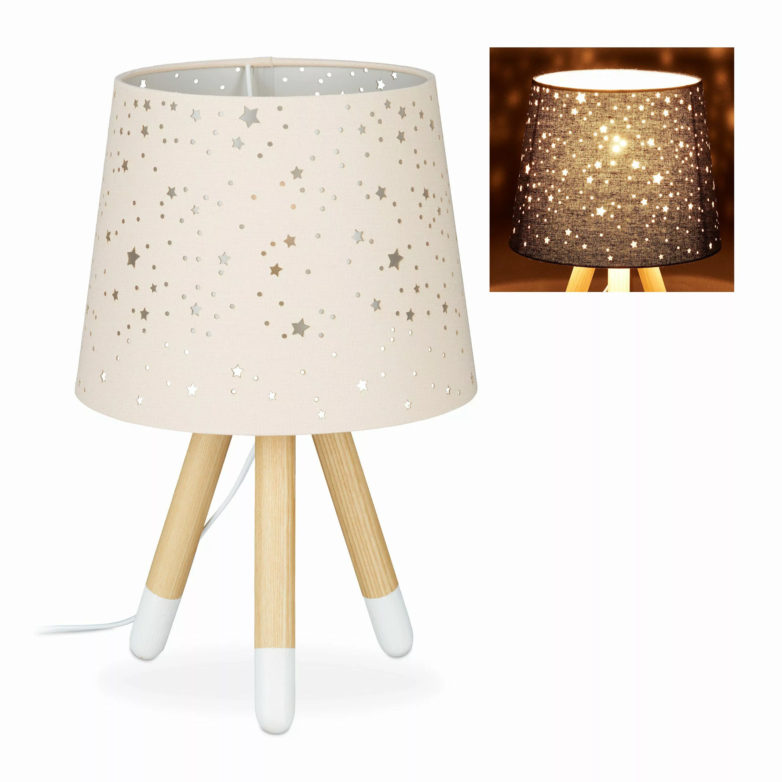 relaxdays Nachttischlampe Tischlampe Kinderzimmer Sterne, Rosa günstig online kaufen
