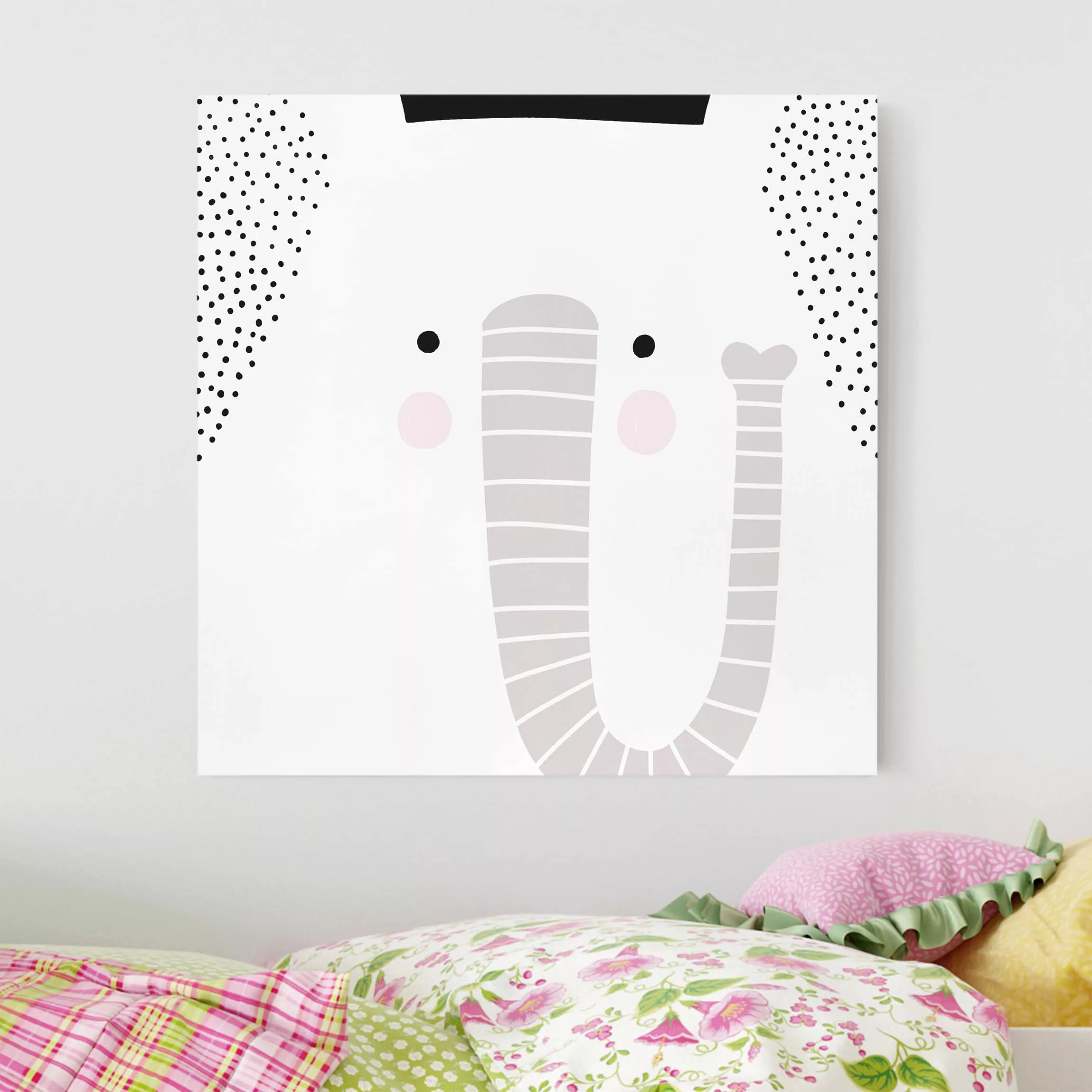 Leinwandbild Schwarz-Weiß - Quadrat Tierpark mit Mustern - Elefant günstig online kaufen