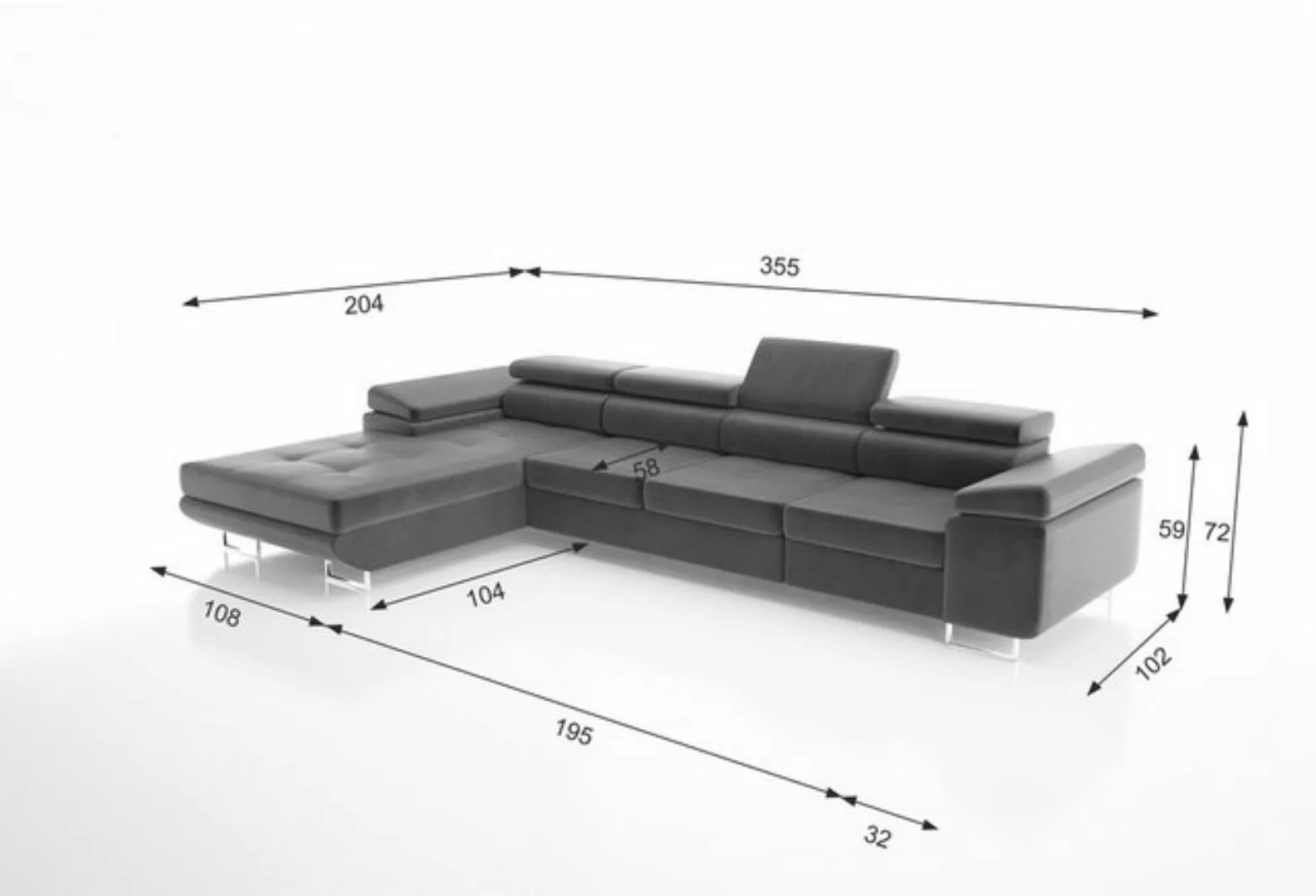 Unique Home Ecksofa Ecksofa GM-ALV-MAXI-Poso-P, mit Bettkasten und Schlaffu günstig online kaufen