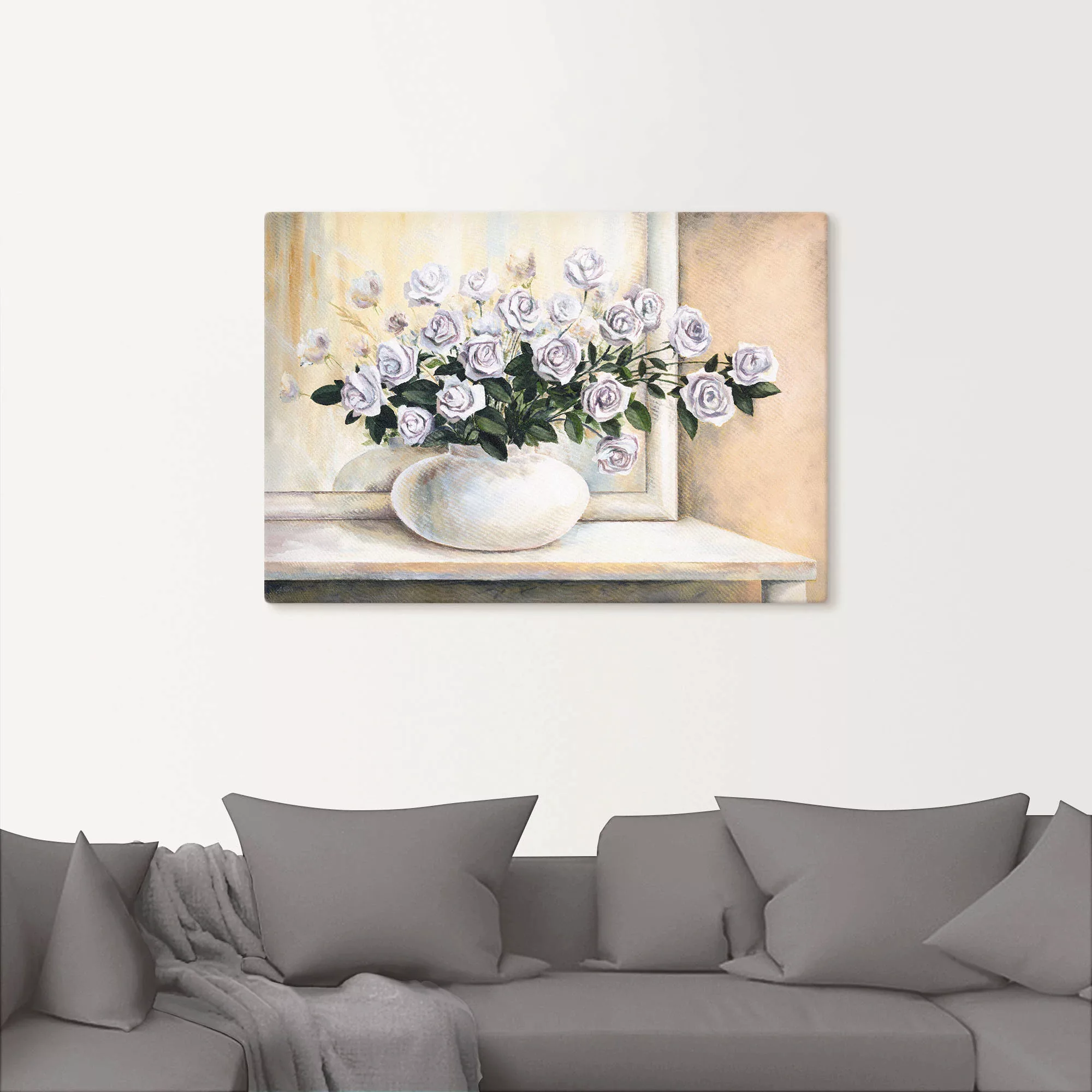 Artland Leinwandbild "Rosen auf Tisch II", Blumen, (1 St.), auf Keilrahmen günstig online kaufen