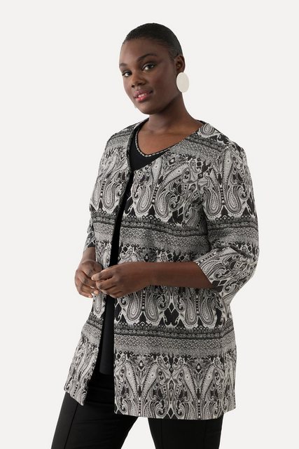 Ulla Popken Sommerjacke Jacke Paisley V-Ausschnitt Hakenverschluss 3/4-Arm günstig online kaufen