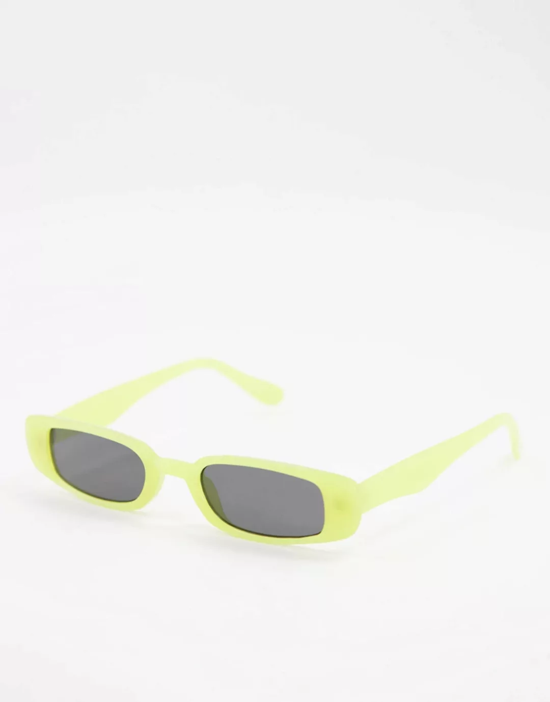 Skinnydip – Schmale, rechteckige Sonnenbrille in Limettengrün günstig online kaufen