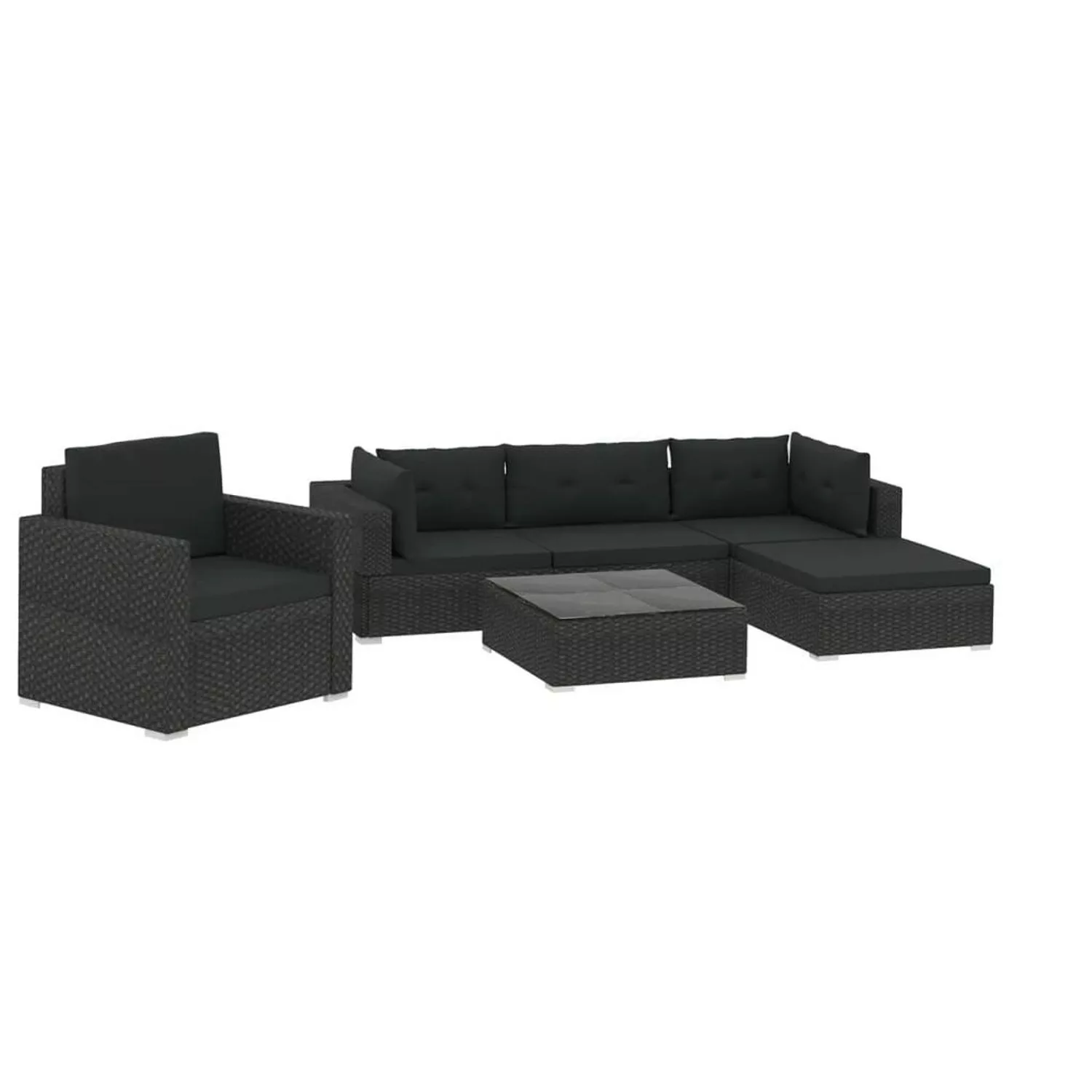 Vidaxl 6-tlg. Garten-lounge-set Mit Kissen Poly Rattan Schwarz günstig online kaufen