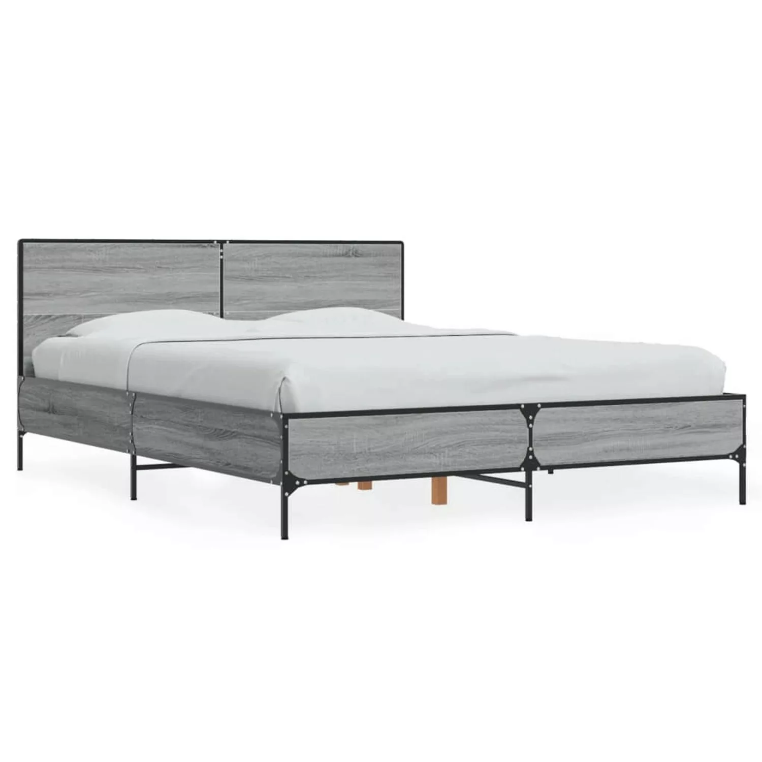 vidaXL Bett, Bettgestell Grau Sonoma 140x200 cm Holzwerkstoff und Metall günstig online kaufen