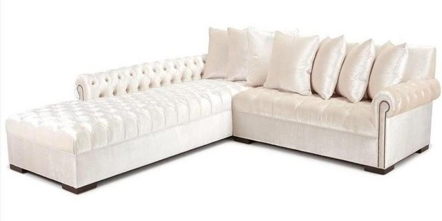 Xlmoebel Ecksofa Elegantes Ecksofa in Weiß mit Stoffbezug im Chesterfield-D günstig online kaufen