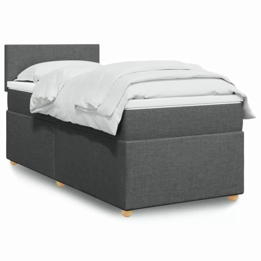 furnicato Bettgestell Boxspringbett mit Matratze Dunkelgrau 80x200 cm Stoff günstig online kaufen