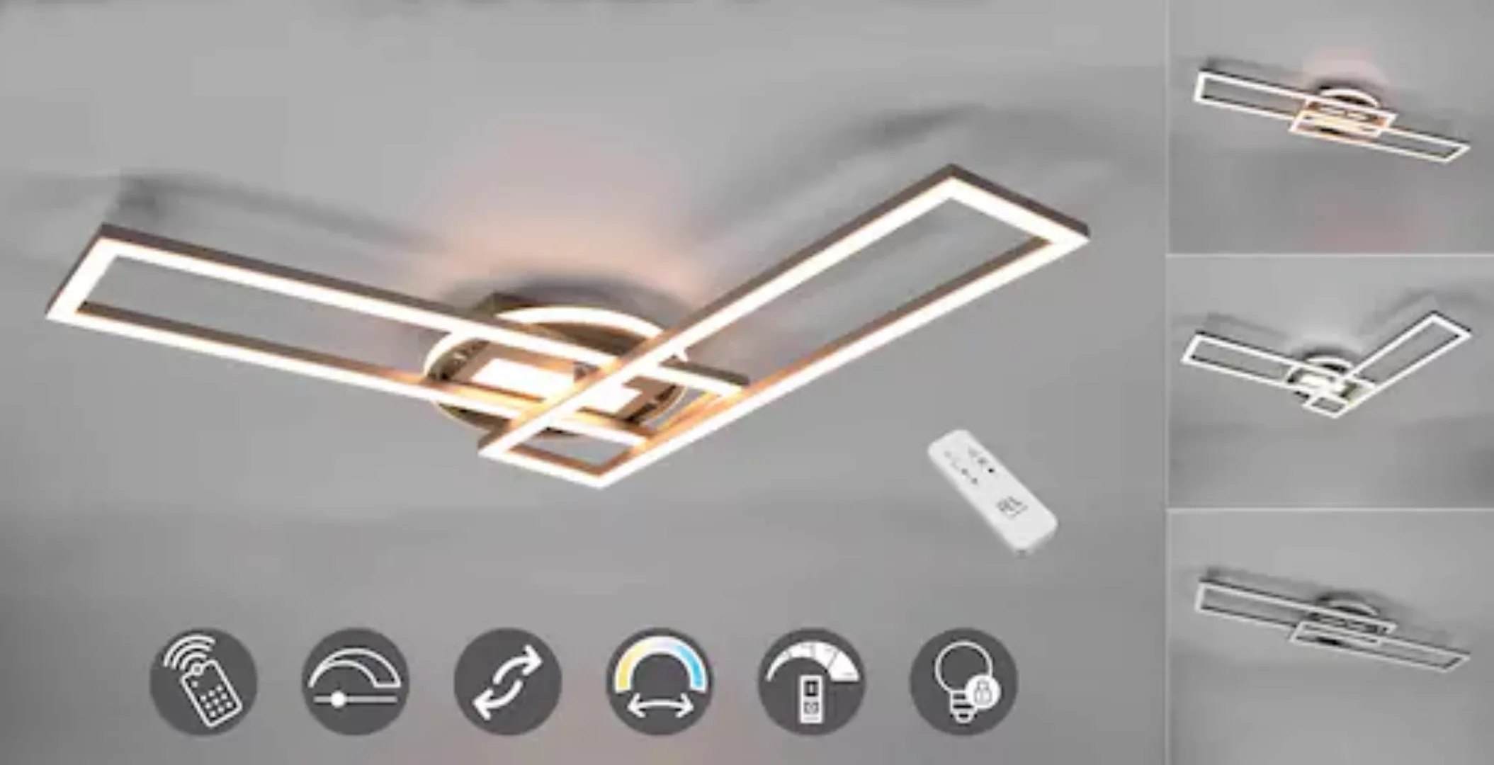 LED-Deckenleuchte Twister, drehbar, Remote, nickel günstig online kaufen