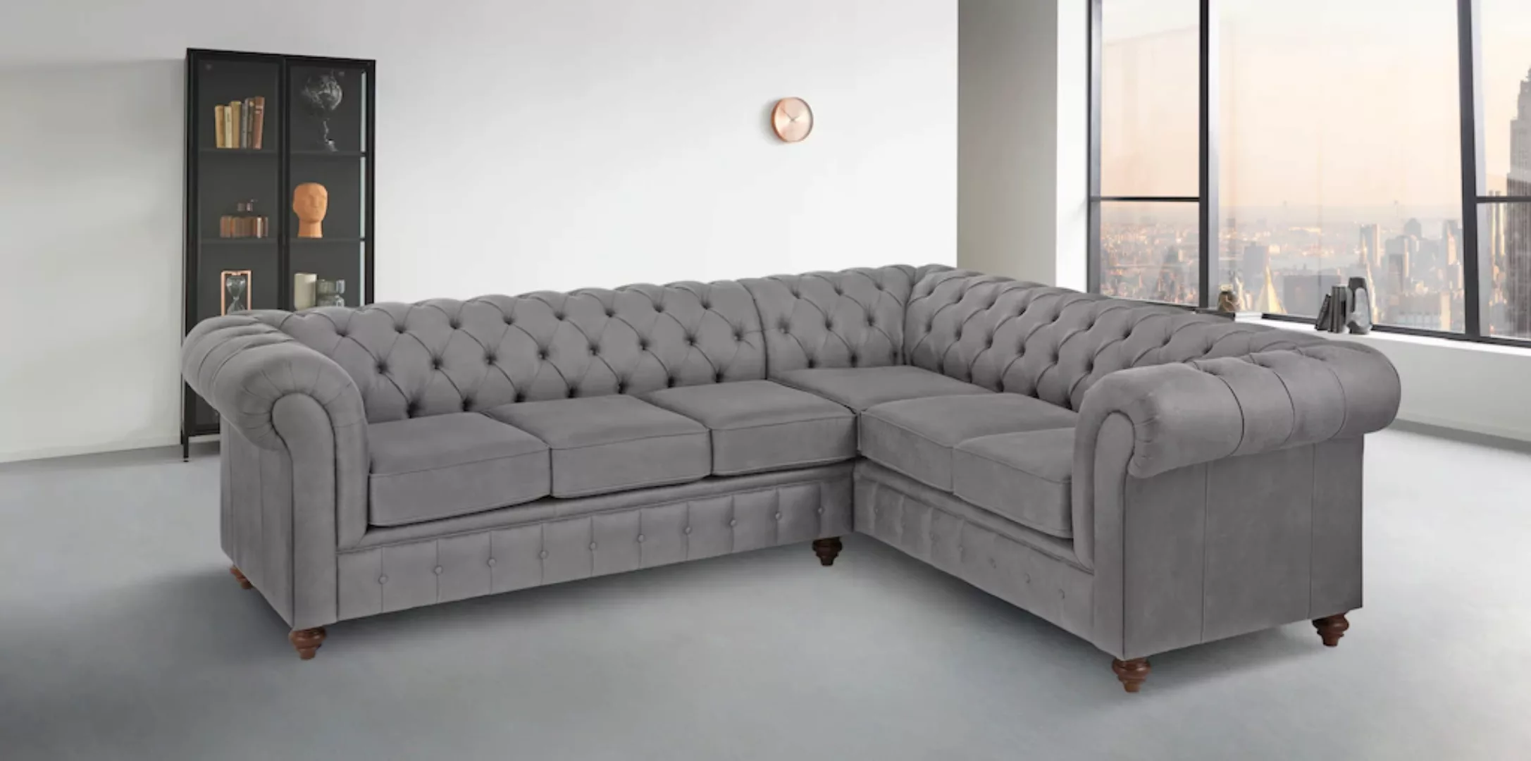 Home affaire Chesterfield-Sofa Chesterfield Ecksofa, auch in Leder L-Form, günstig online kaufen