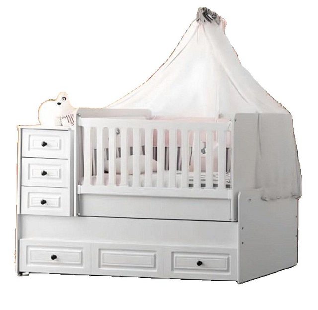 JVmoebel Kinderbett Luxuriöses Weißes Babybett Stilvoll Holzbett für das Ki günstig online kaufen