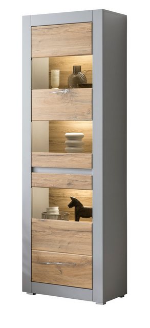 Furn.Design Standvitrine Tamaris (Vitrine in grau mit Eiche, 66 x 198 cm) m günstig online kaufen