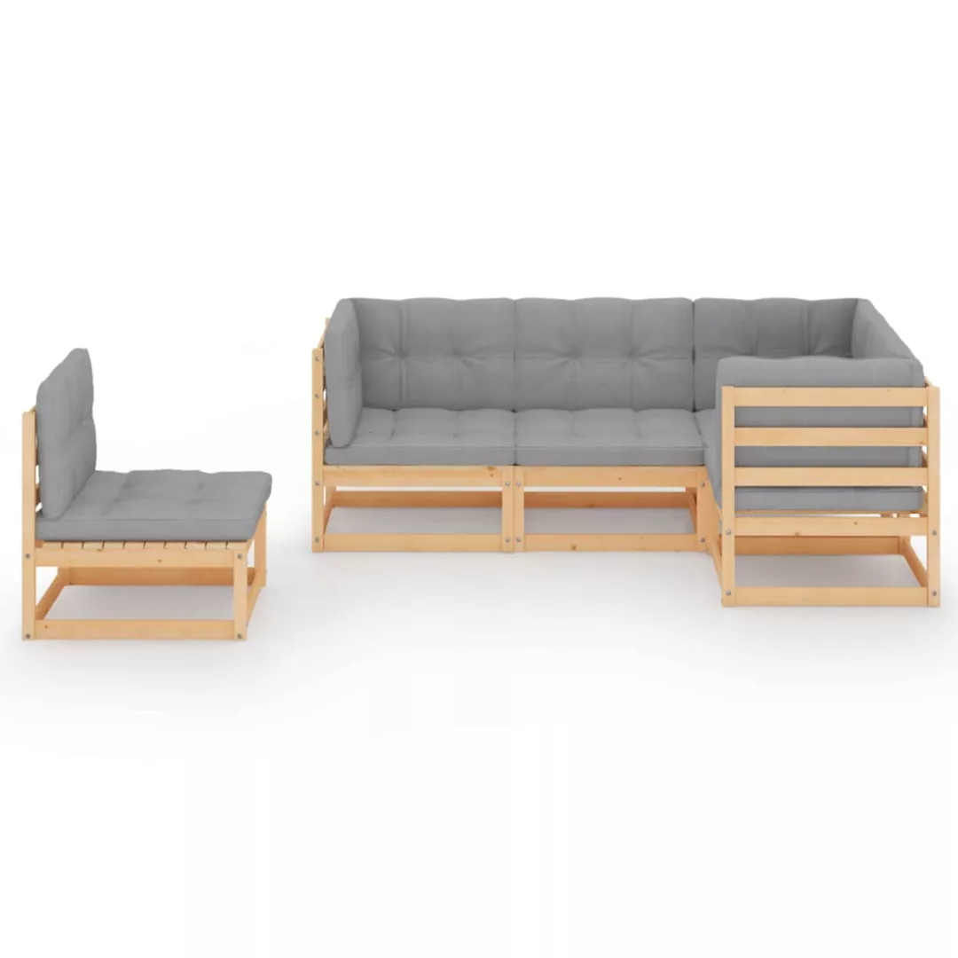 5-tlg. Garten-lounge-set Mit Kissen Kiefer Massivholz günstig online kaufen