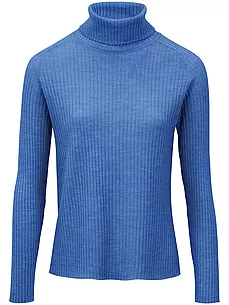 Rollkragen-Pullover aus 100% Schurwolle-Merino Peter Hahn blau günstig online kaufen
