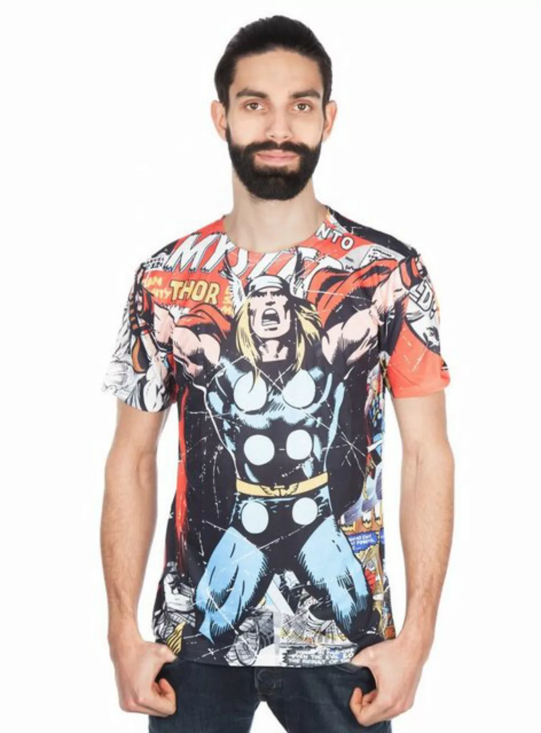 Metamorph T-Shirt Thor Comic Allover Thor Nerd Shirt für Superhelden Fans günstig online kaufen