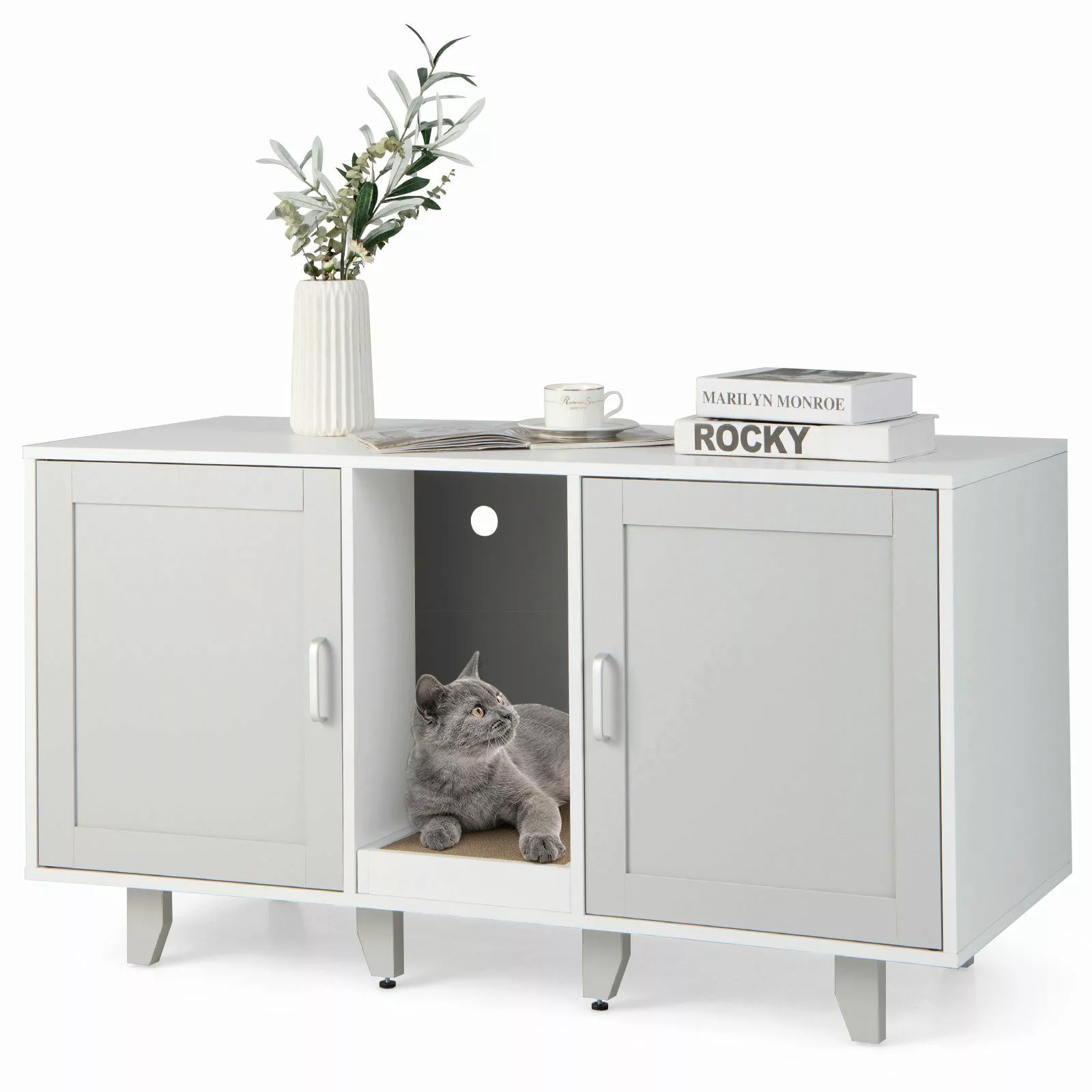 COSTWAY Tierhaus, Katzenklo Schrank, mit 2 günstig online kaufen