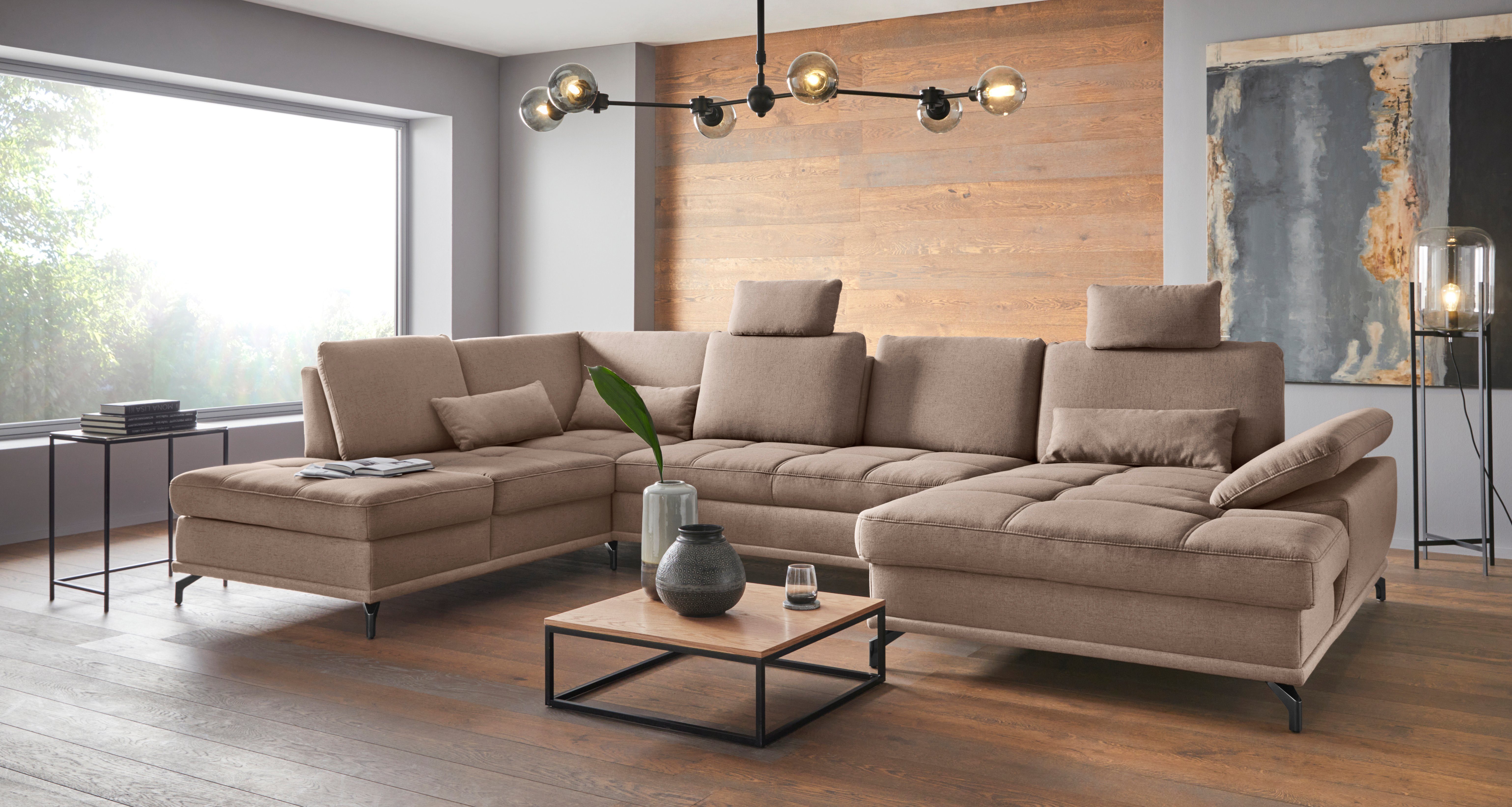 Places of Style Wohnlandschaft "Costello U-Form, mit Sitztiefenverstellung, günstig online kaufen