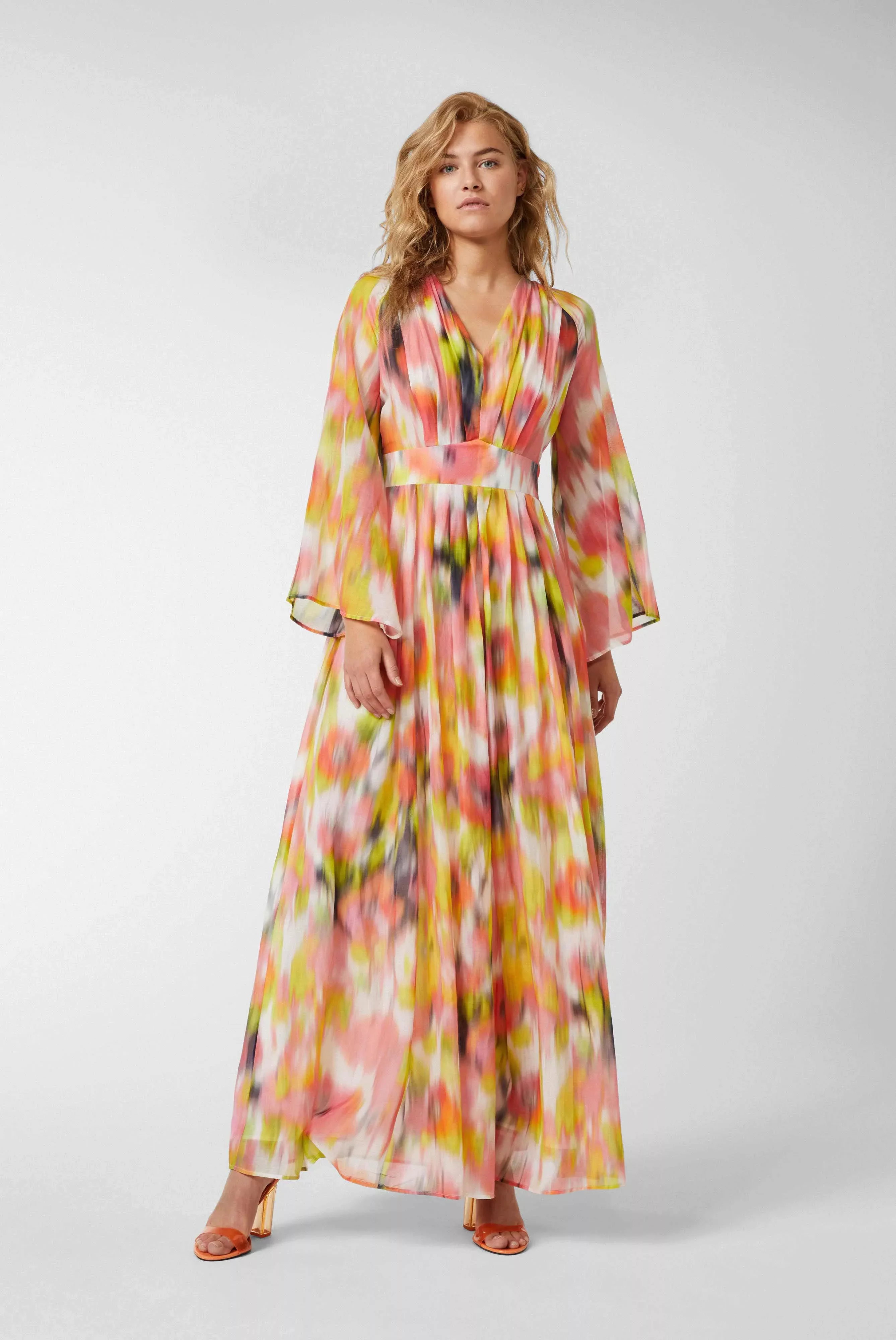 Maxi-Slip-on-Kleid aus Seiden-Voile-Mischgewebe mit Blumenmuster günstig online kaufen