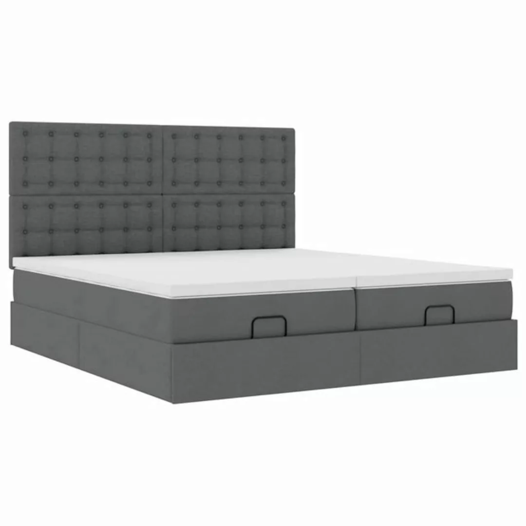 vidaXL Bett, Ottoman-Bett mit Matratzen Dunkelgrau 160x200 cm Stoff günstig online kaufen