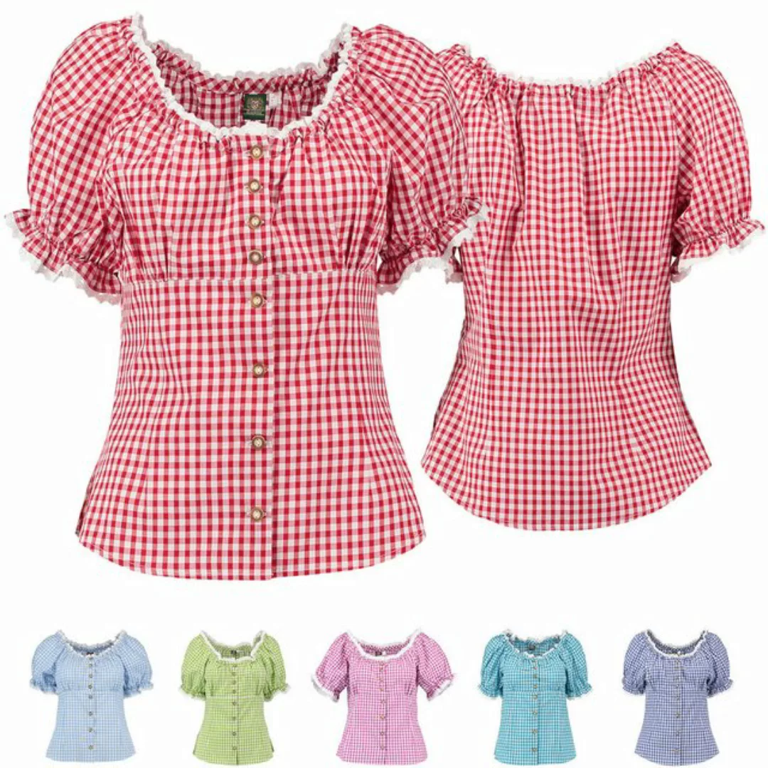 German Wear Carmenbluse GW-OB14 karo Trachtenbluse passend zu Lederhosen Ca günstig online kaufen