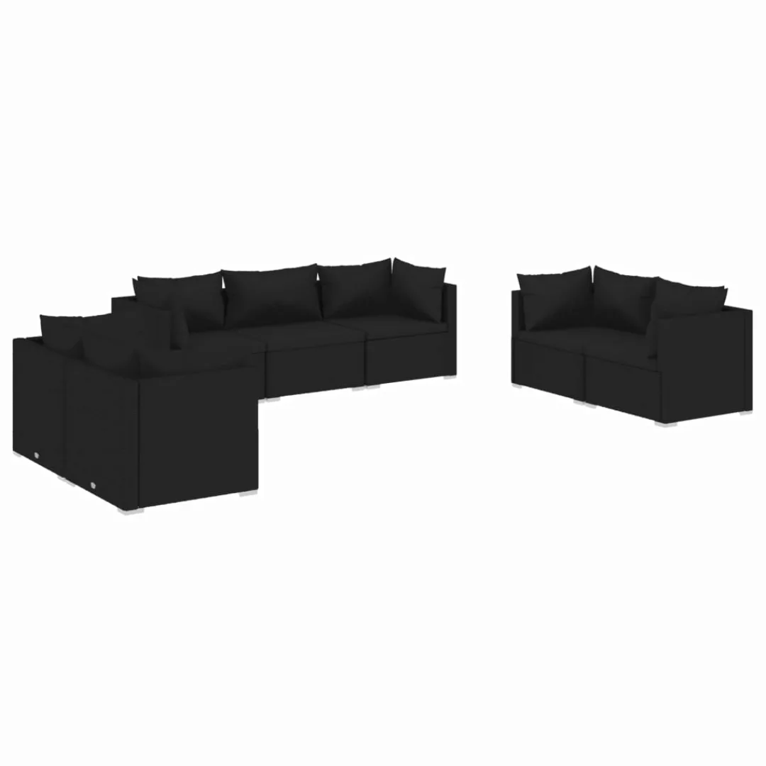 Vidaxl 7-tlg. Garten-lounge-set Mit Kissen Poly Rattan Schwarz günstig online kaufen